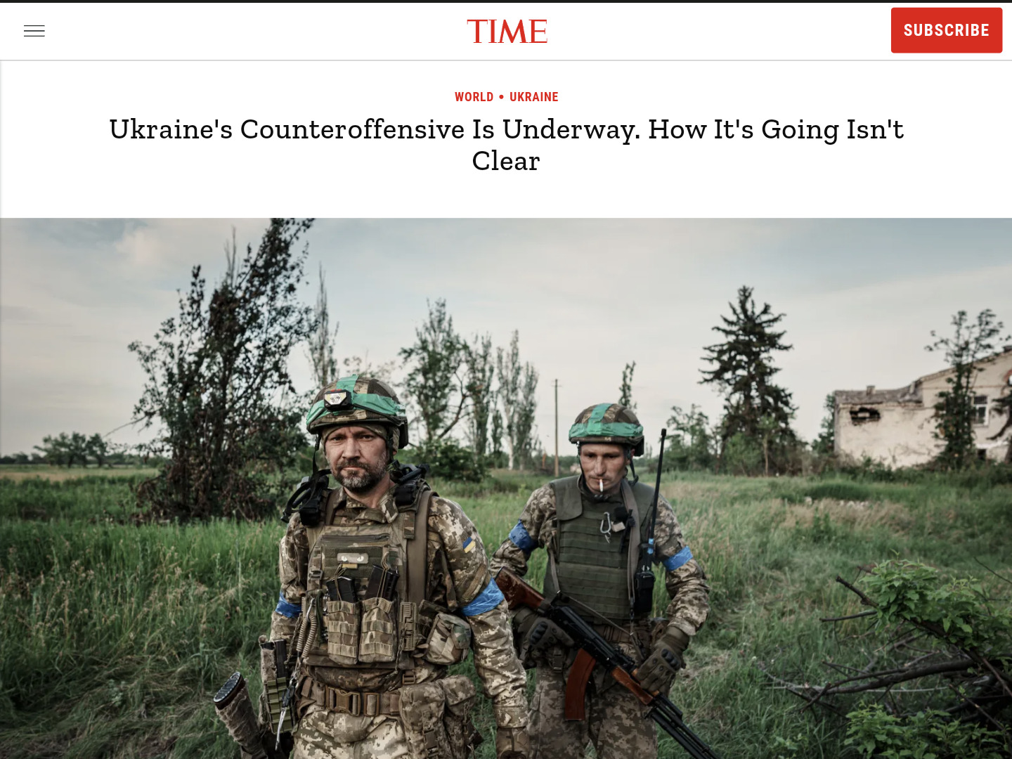 Article screenshot: Ukraine's Counteroffensive Is Underway. How It's Going Isn't Clear