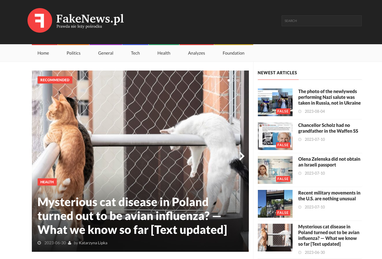 Fakenews.pl screenshot