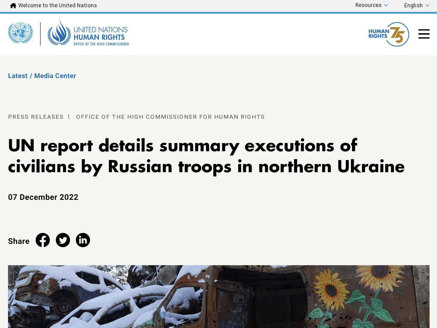 UN report details summary executions of civilians by Russian troops in northern Ukraine