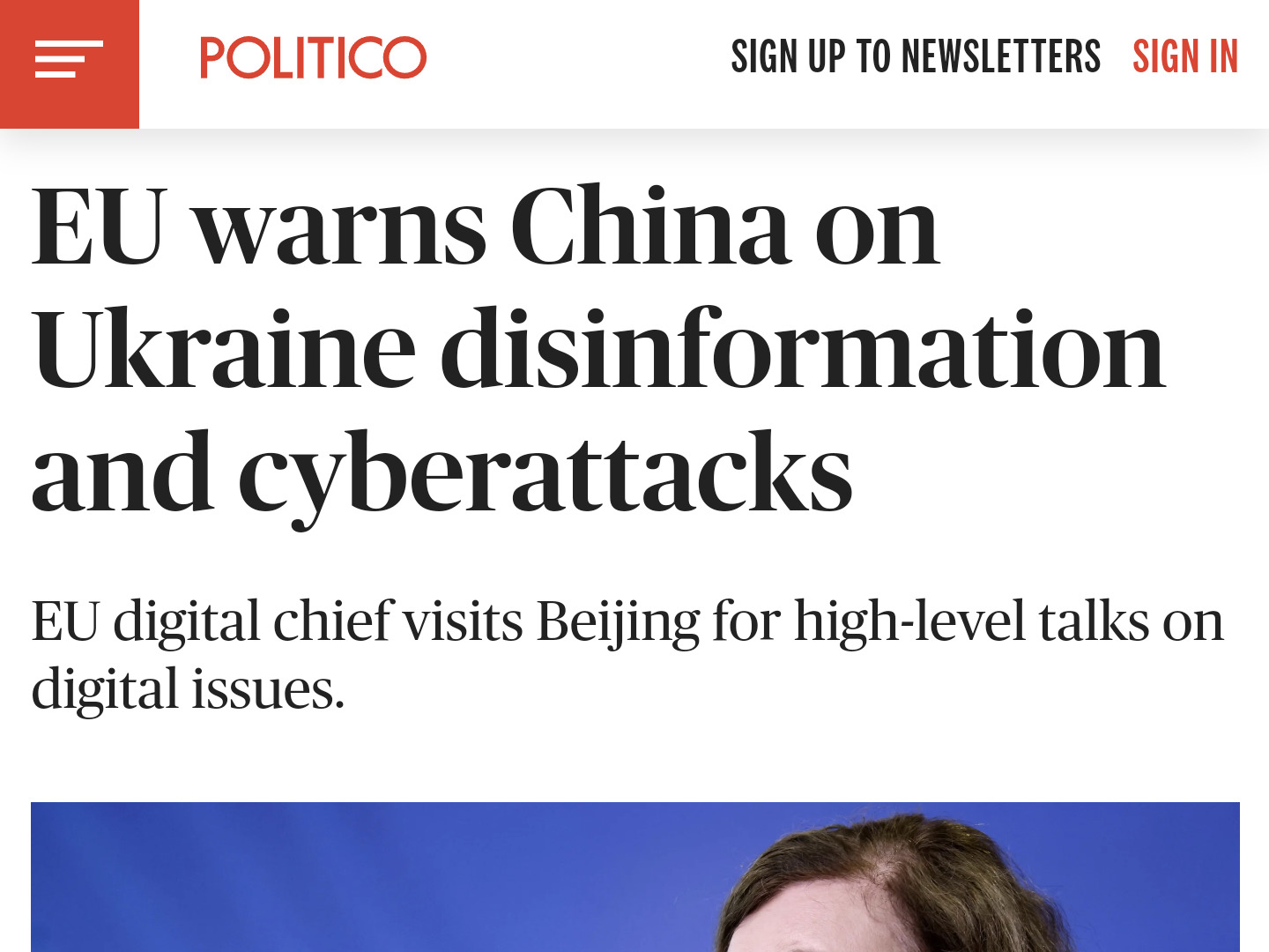 EU warns China on Ukraine disinformation and cyberattacks
