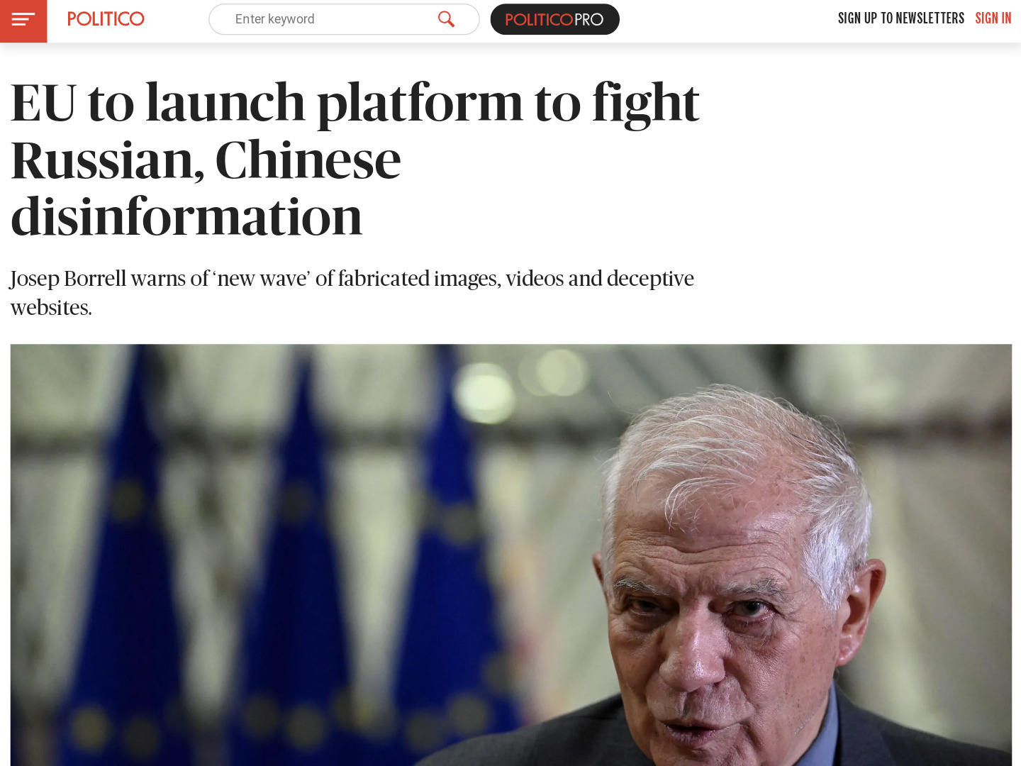 EU to launch platform to fight Russian, Chinese disinformation