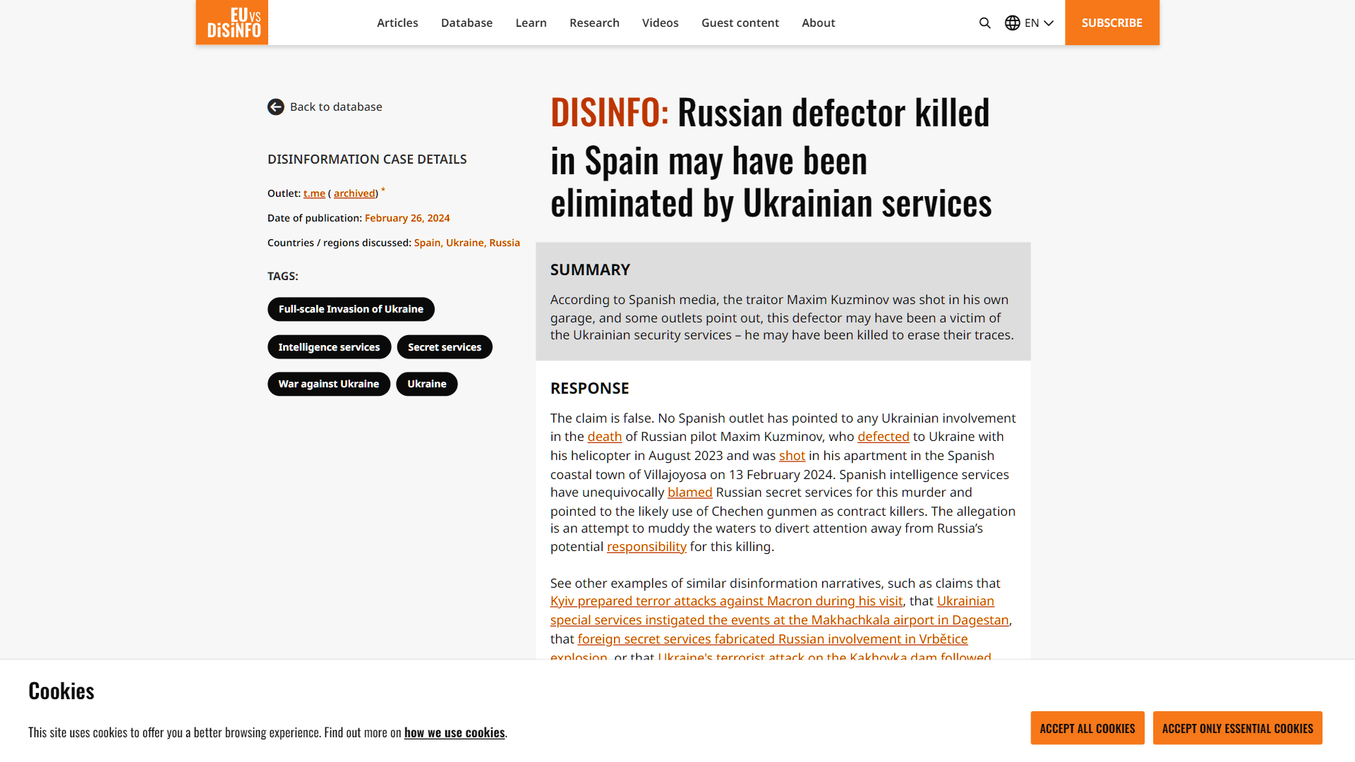 DISINFO: Russian defector killed in Spain may have been eliminated by ...