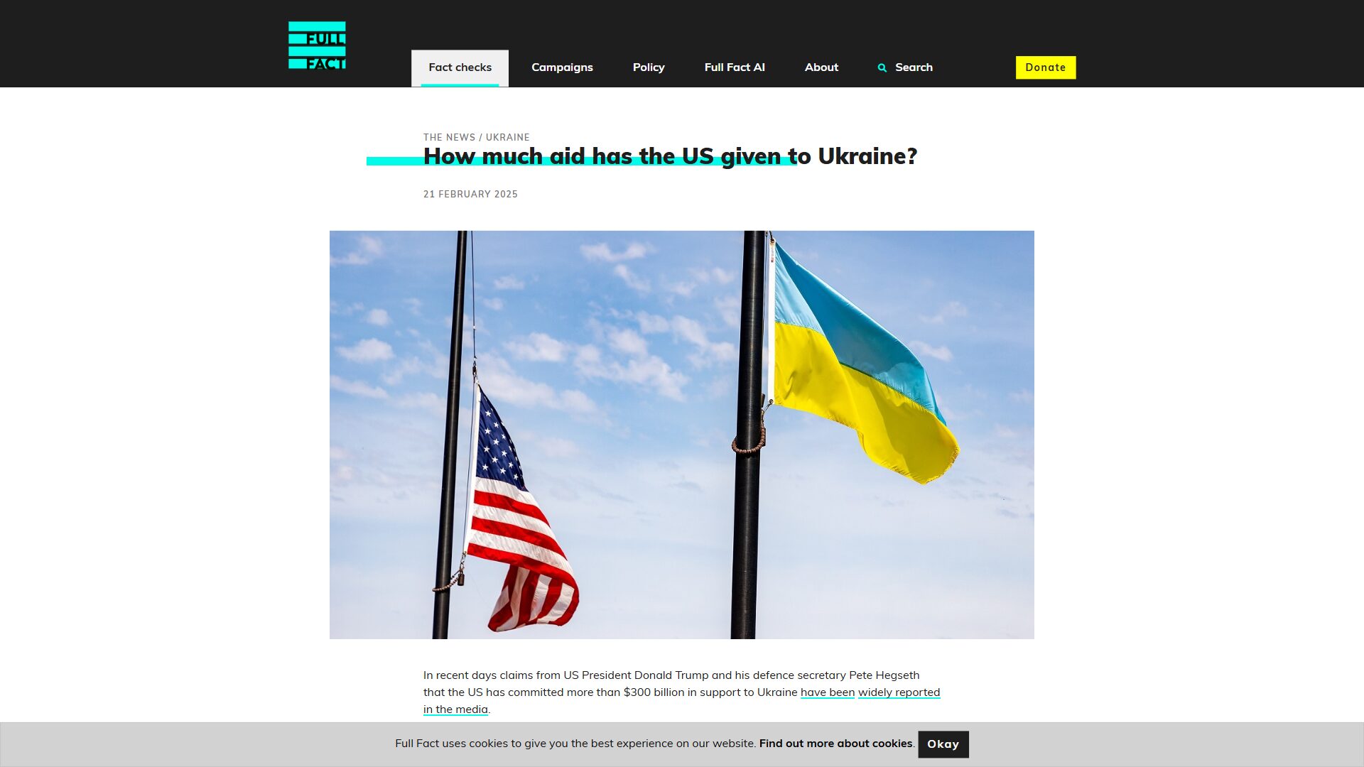 How much aid has the US given to Ukraine? - Ukraine Fact Check